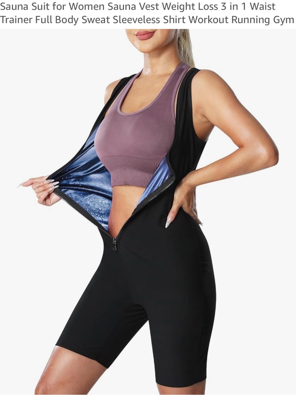Women's Black Sauna Suit Vest 3-in-1 Waist Trainer